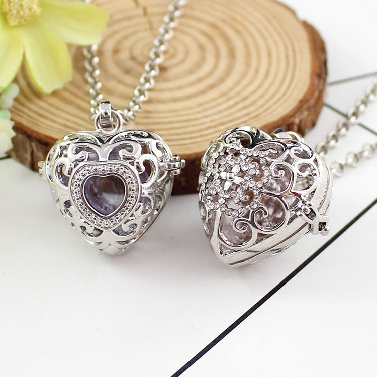 Heart Filigree Hollow Cage Locket Pendant For Ashes or Hair
