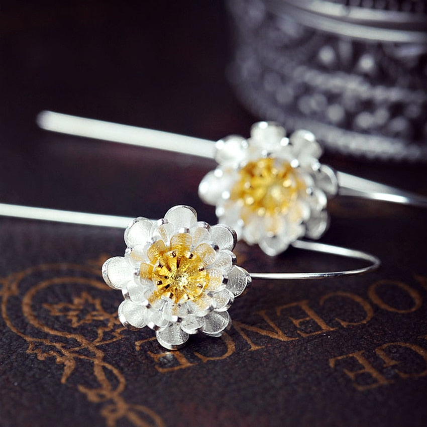 Elegant Yoga Lotus Flower  Drop Earrings
