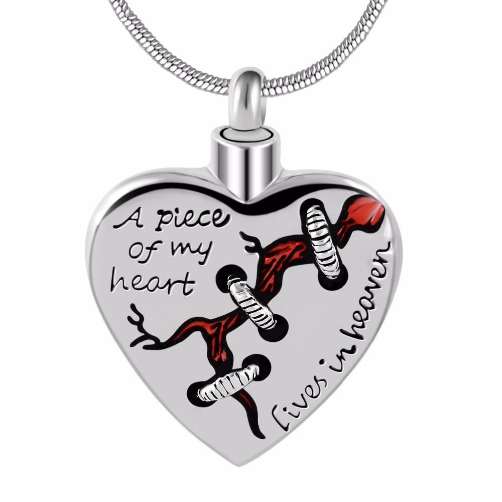 A Piece Of My Heart Lives In Heaven Cremation Memorial ashes Urn Pendant