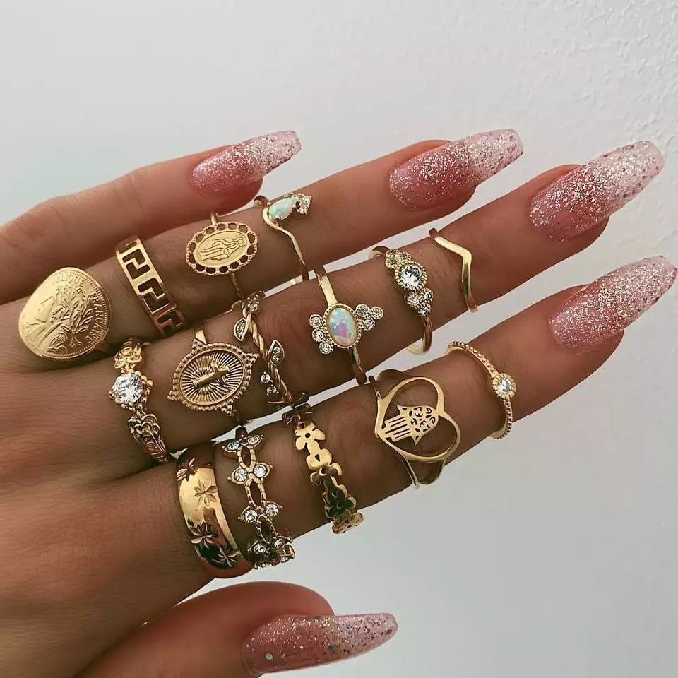 Dropship 12 Pcs Gothic Ring Set For Women Men Vintage Punk Knuckle Rings  Vintage Stackable Finger Rings Adjustable Open Snake Dragon Claw Frog Rings  Set to Sell Online at a Lower Price |