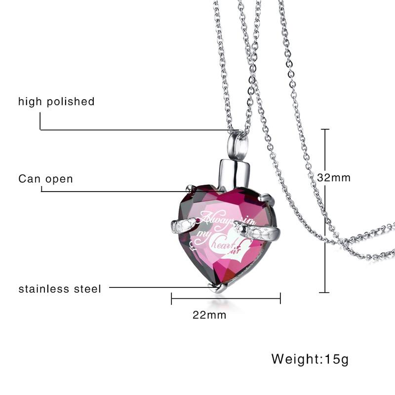Glass Heart Cremation Ashes Pendant Necklaces