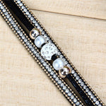 Multi-layer Crystal Beaded Leather Bracelet