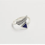 925 Sterling Silver Crystal Triangle Feather Ring