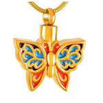 Colorful Butterfly Ash Holder Urn Pendant Necklace