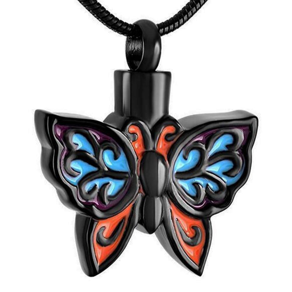 Colorful Butterfly Ash Holder Urn Pendant Necklace