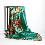 Luxury Silk Satin Leopard Print Scarf