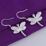 Dragonfly Hollow Shiny Silver Plated earrings