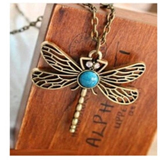 Owl , Dragonfly, Heart & Angel Wing Crystal Necklace