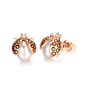 Ladybug Pearl Earrings