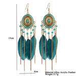 Dylan's Long Feather Drop Earrings Collection