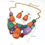 Multicolor Big Stone Boho Necklace set