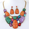 Multicolor Big Stone Boho Necklace set