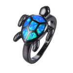 Opal Turtle Black Gold Color Ring