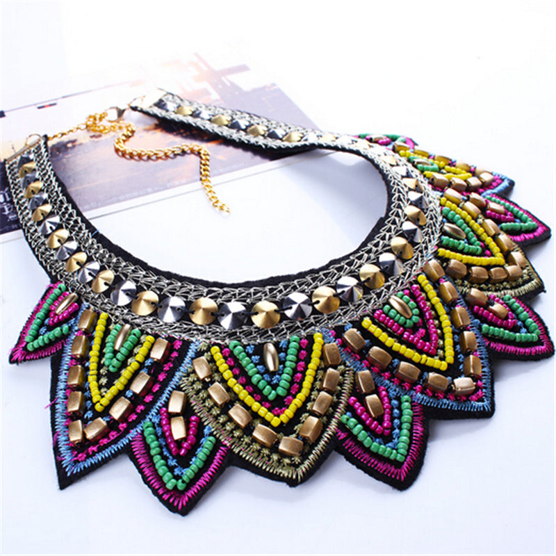 Large Colorful Tribal Choker Necklace