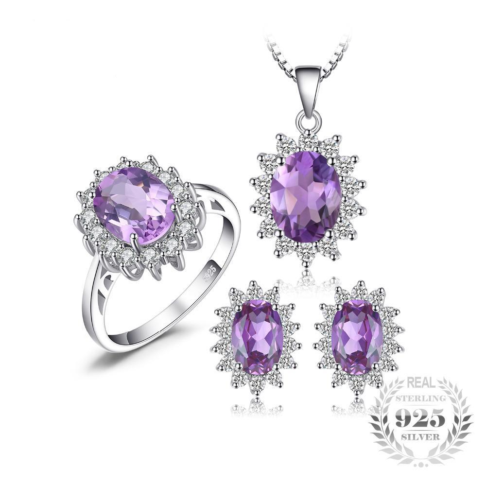 Sapphire Jewelry Set 925 Sterling Silver