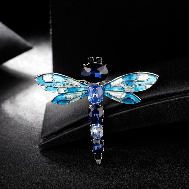 Vintage 3 Colors Crystal Rhinestone Dragonfly Brooches