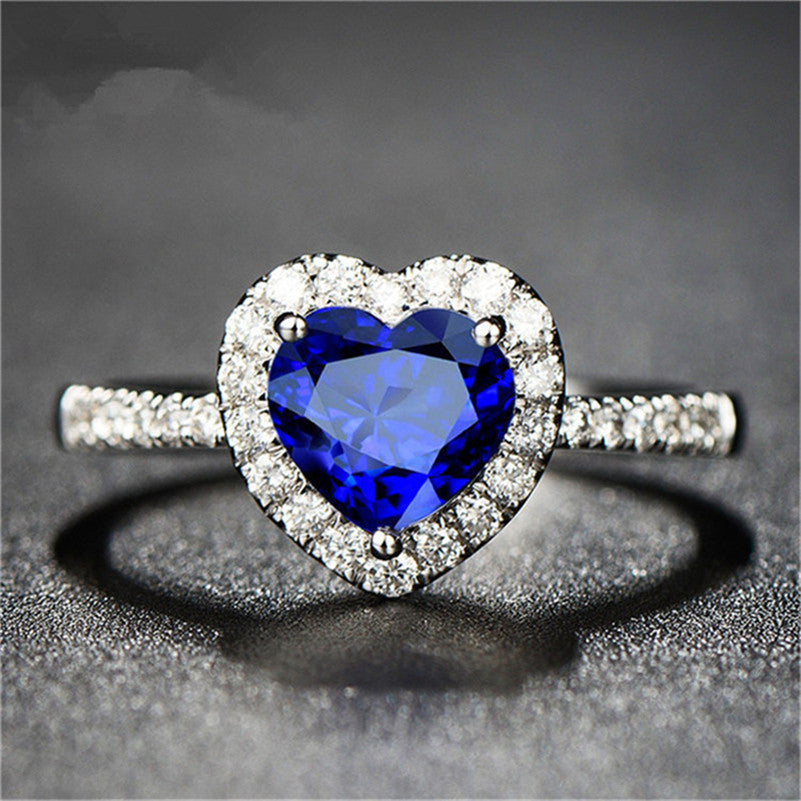 Sapphire S925 Sterling  Heart Ring
