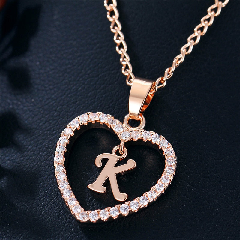 Golden Personalized  Love Heart Crystal Pendant