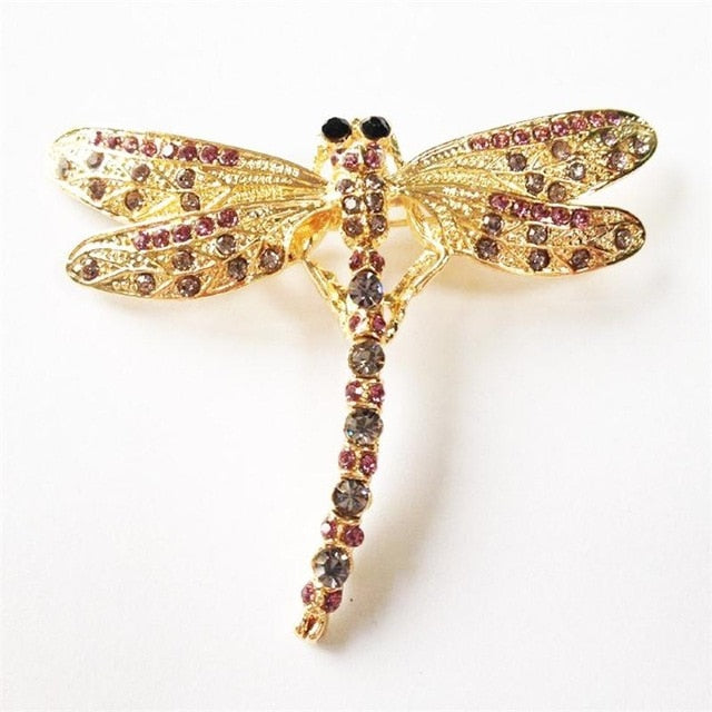 Lovely Dragonfly Crystal Brooch