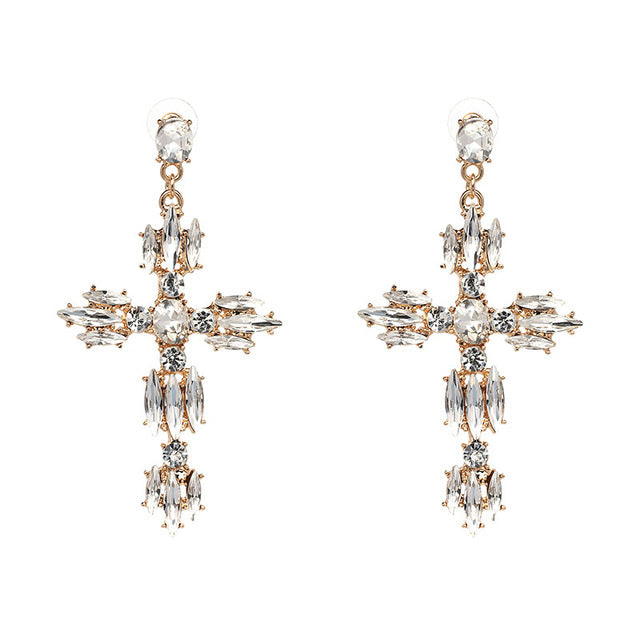 Boho Gothic Cross Drop Earrings