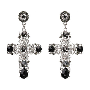 Boho Gothic Cross Drop Earrings