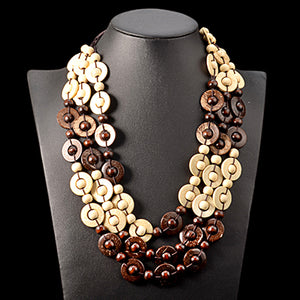 Hand Carved Tribal  Multi Layer Beads Necklace