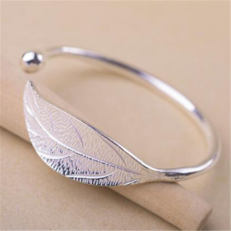 925 Sterling Silver Leaf Charm Bracelet