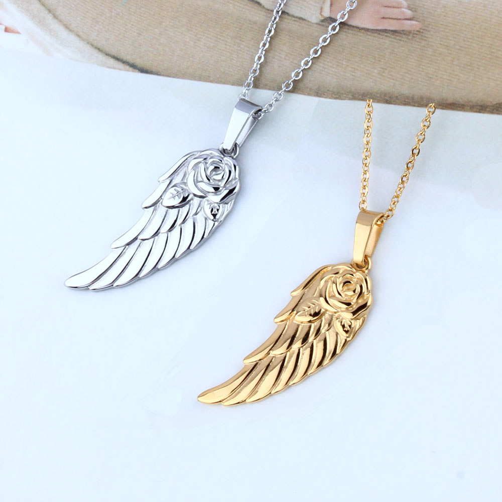 Rose Angel Wing Necklace