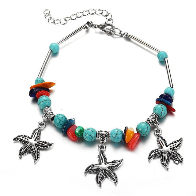 Bohemian Starfish Beads Stone Anklets