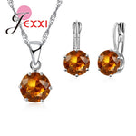 Crystal  925 Sterling Silver Necklace-Earring  Set