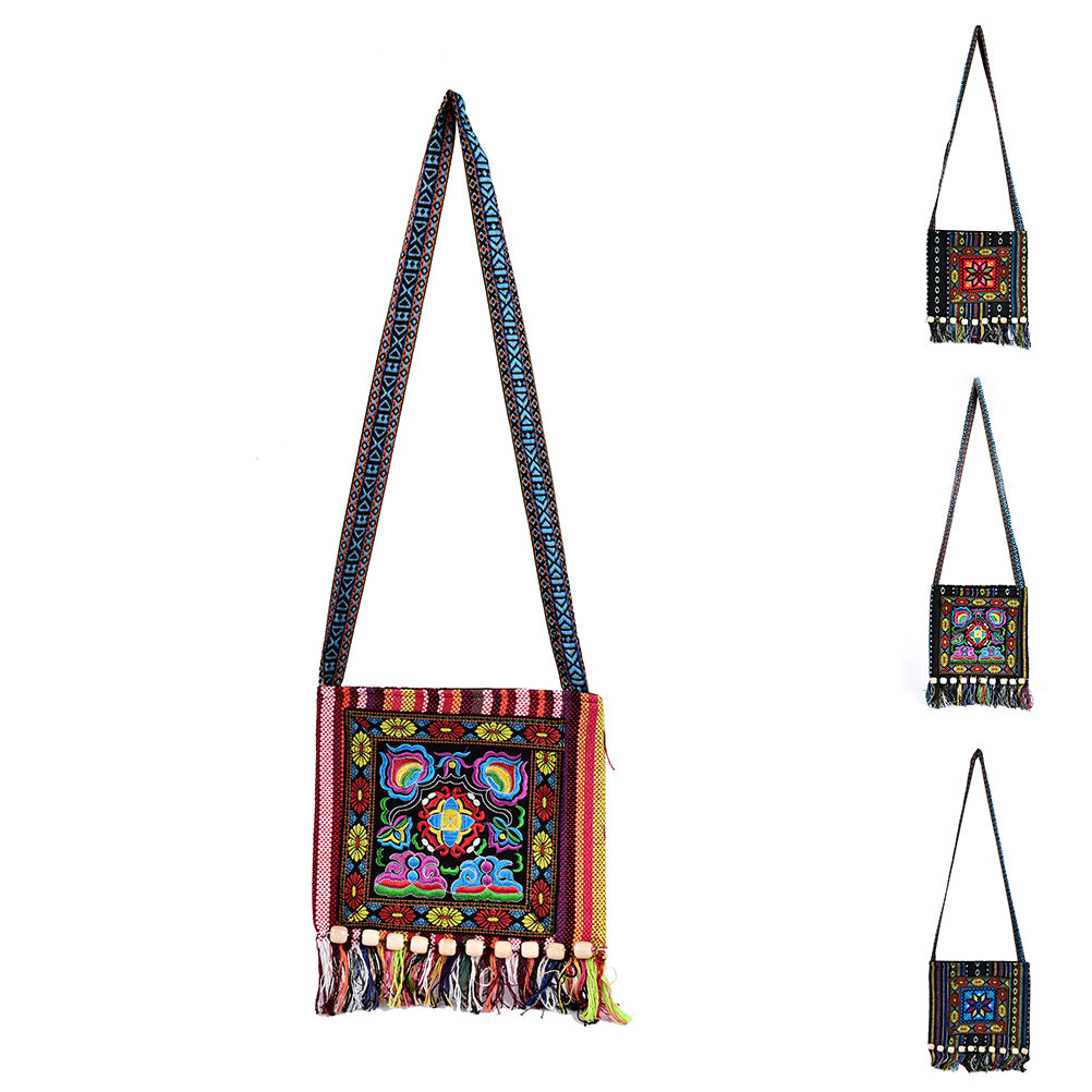 Thai Embroidered Messenger Tassels Bag