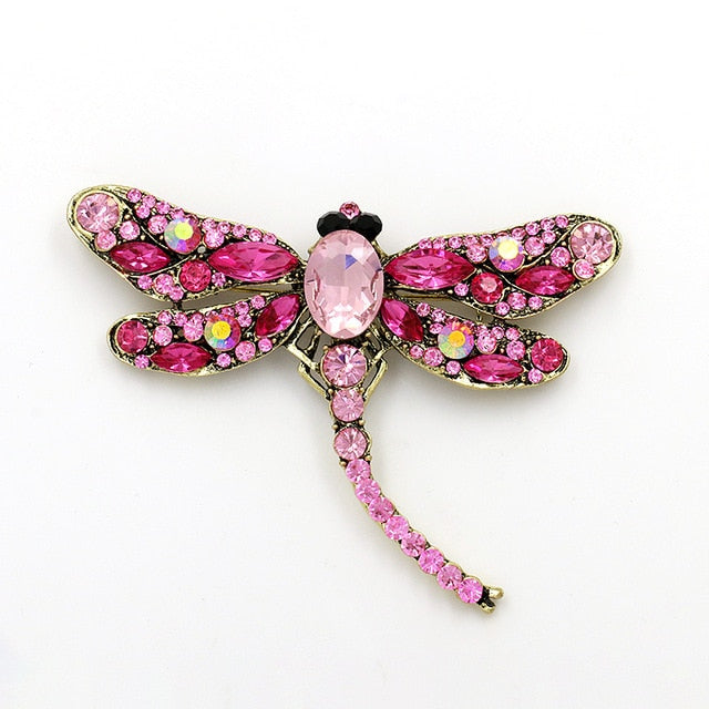 Large Crystal Dragonfly Brooch