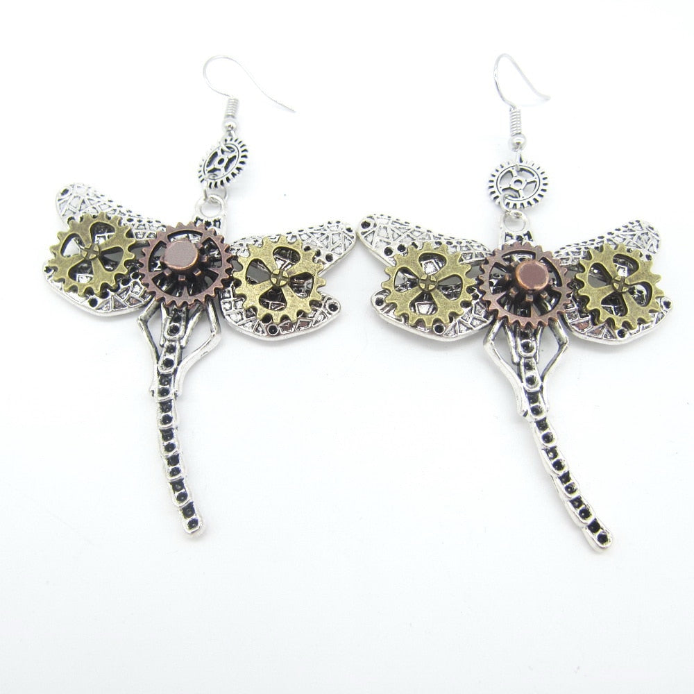 Handmade Antique Silver Dragonfly Earrings