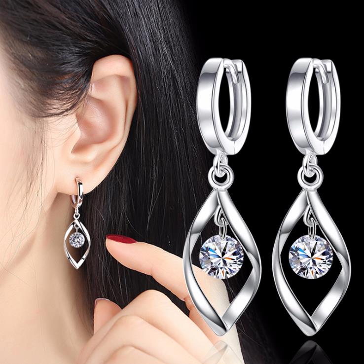 Moonlight Twist 925 Silver Crystal Earrings