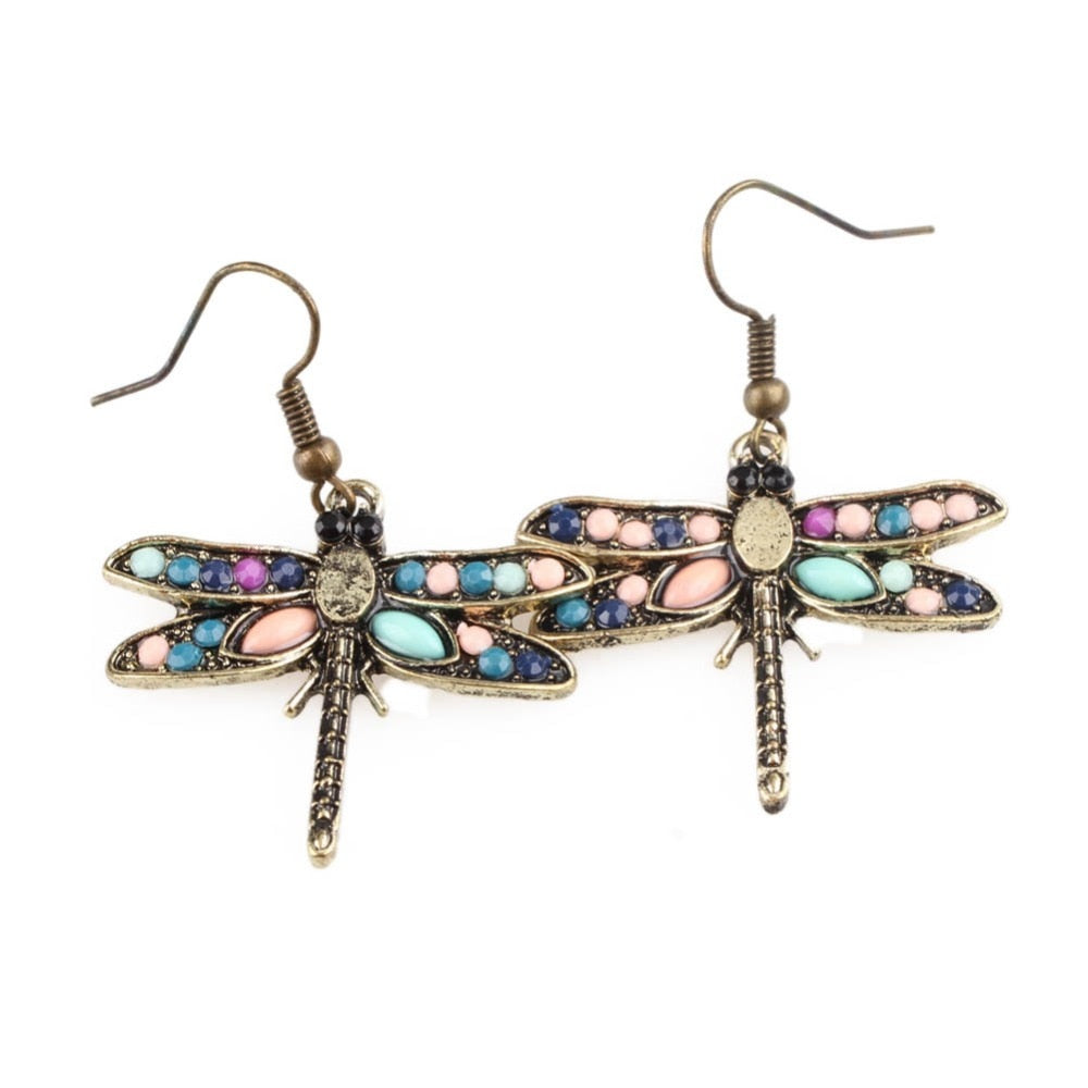 Vintage Dragonfly  Charm  Earrings