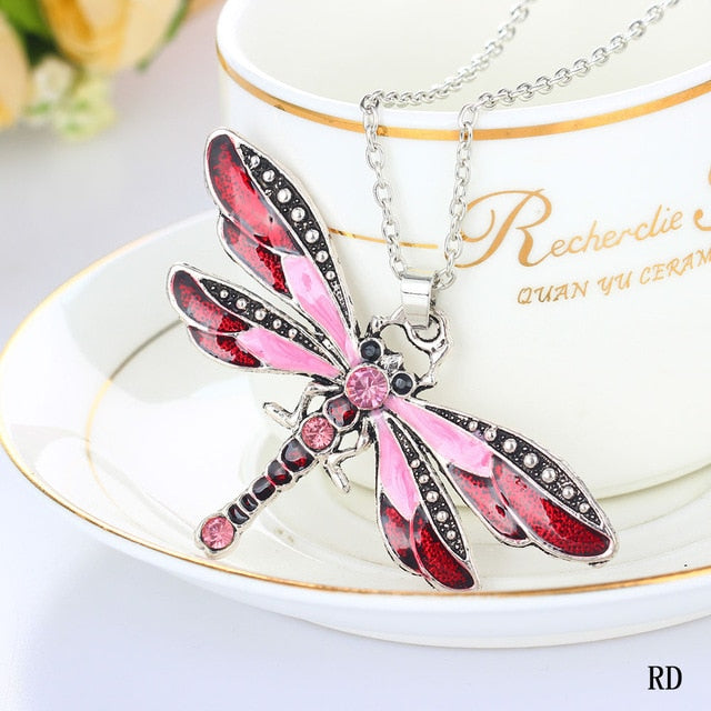 Dragonfly Rhinestones Charms Chic Necklace