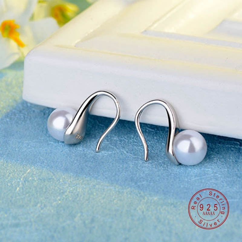 925 Sterling Silver Pearl Teardrop Earrings
